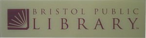 Bristol Public Library sign with book logo