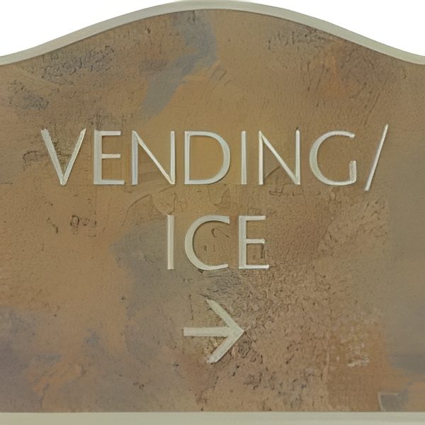 Directional sign for vending and ice